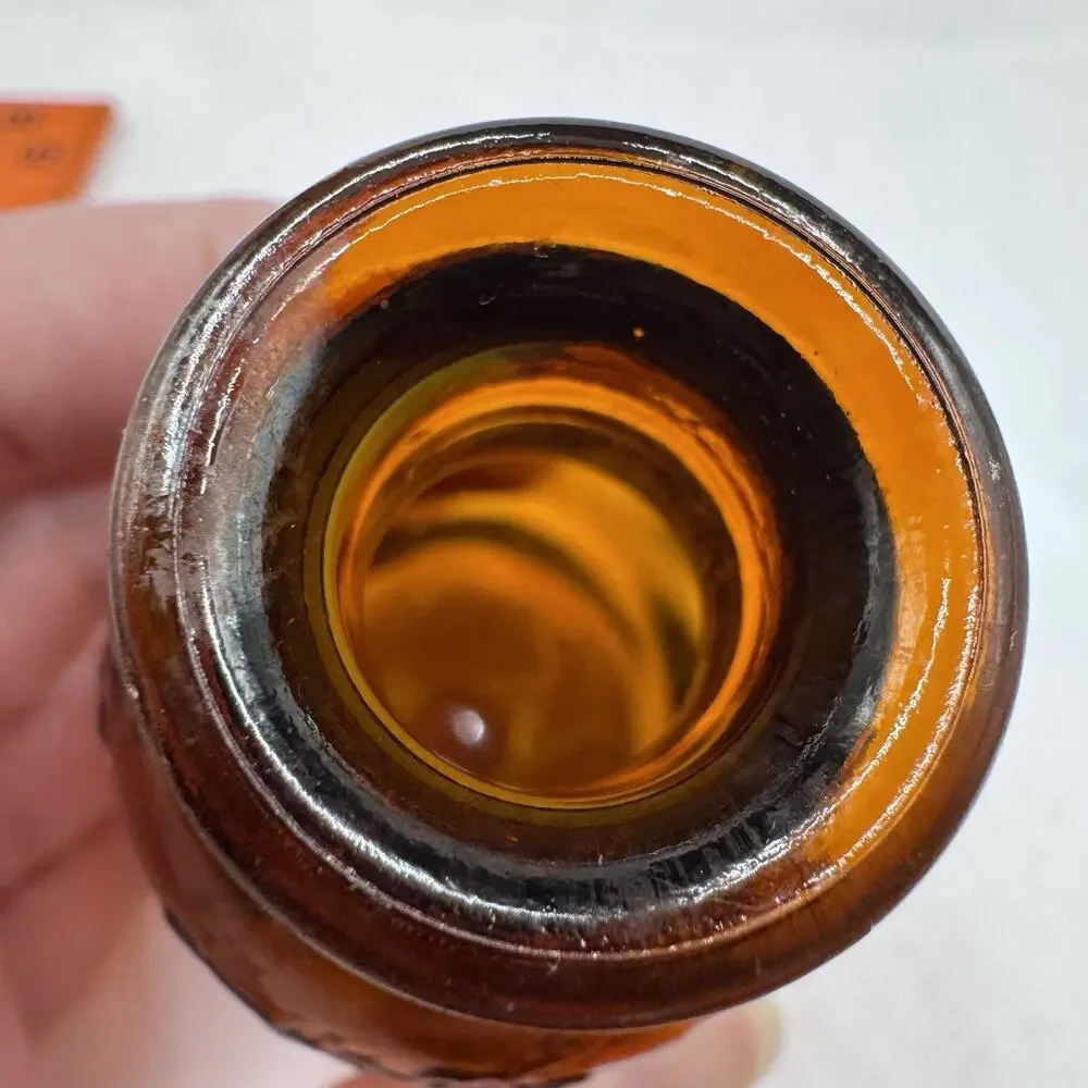 Vintage Amber Lysol Disinfectant Glass Bottle Small Empty Apothecary